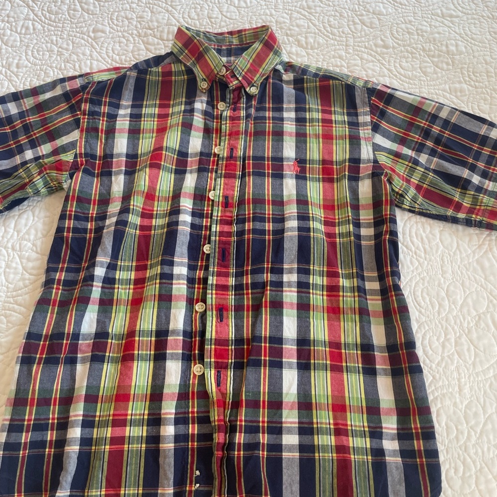 Boys small Ralph Lauren Colorful Plaid Button-Down Shirt.